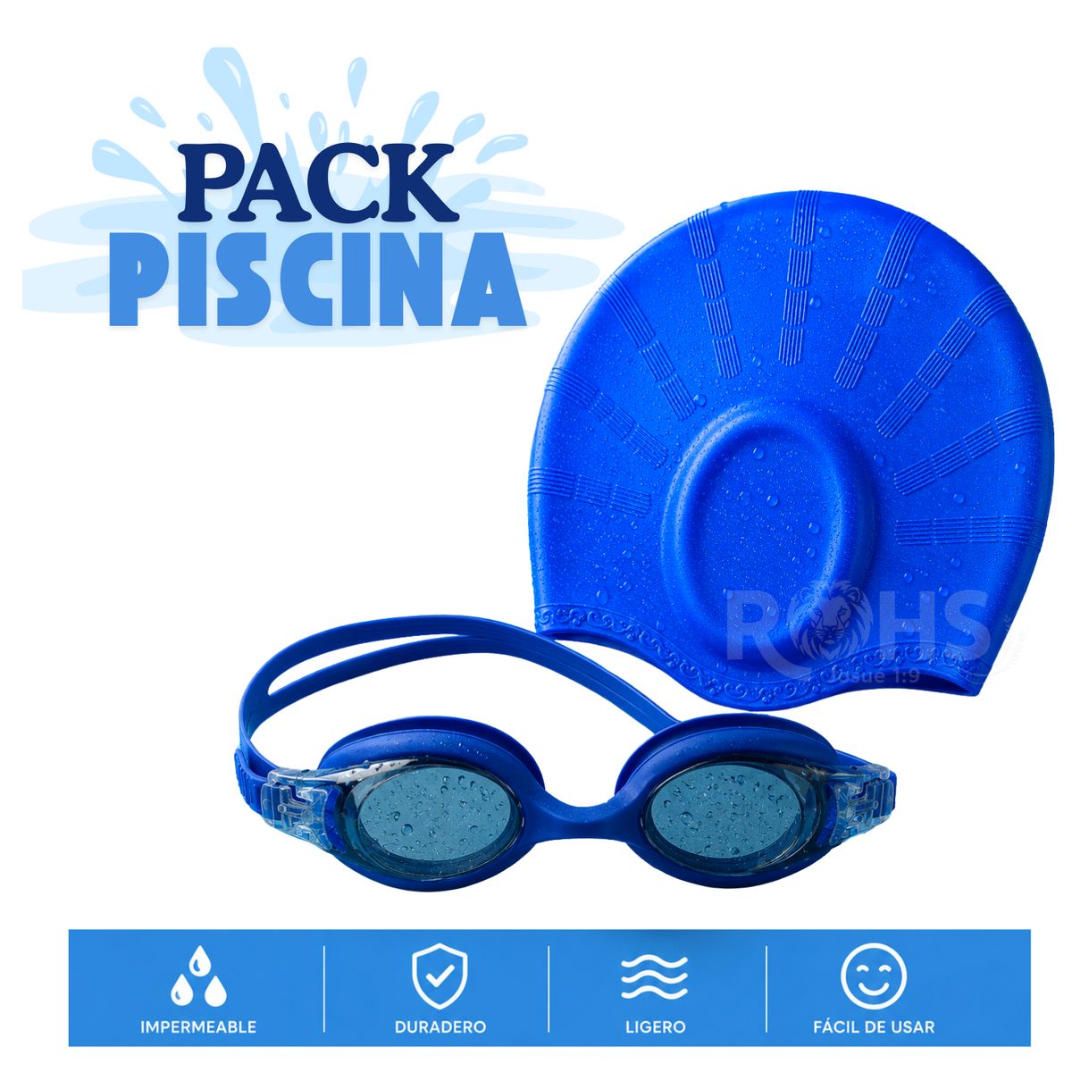 ROHS - Gorro y Lentes de Natación Azul - Kit Completo Unisex