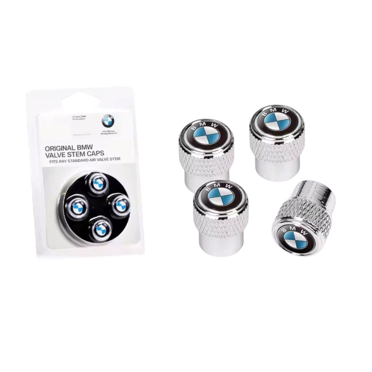 BMW - Tapas para válvula BMW Cromadas Original Style Set x4 para Llantas de Auto