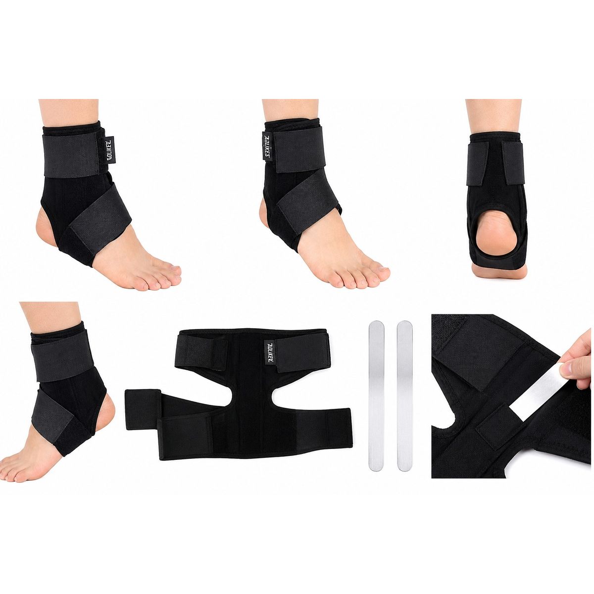 GENERICO - Tobillera con Férula de Aluminio Ajustable  Soporte para Tobillo Izquierdo y Derecho Talla S