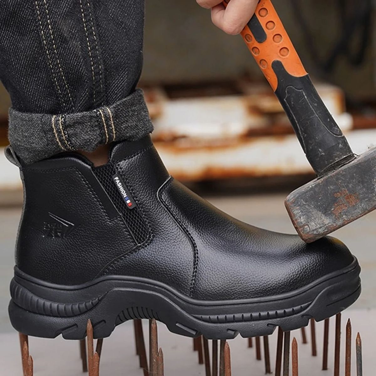 TIOZONEY - Botas de seguridad de PU para hombre
