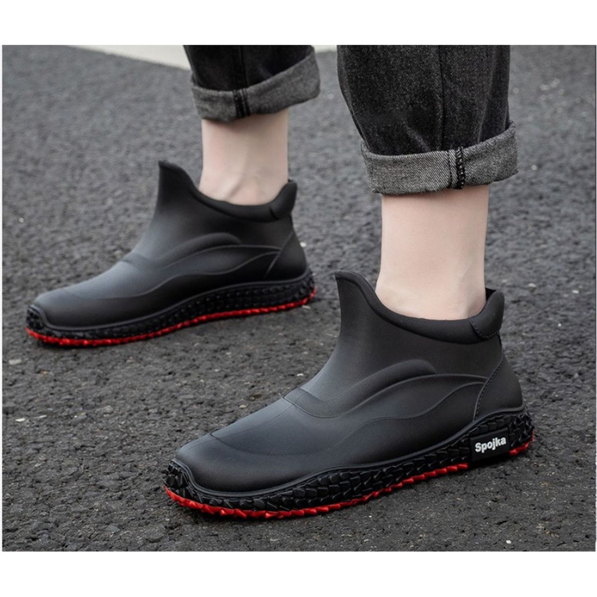 TIOZONEY - Bota de Agua Hombre-Rojo