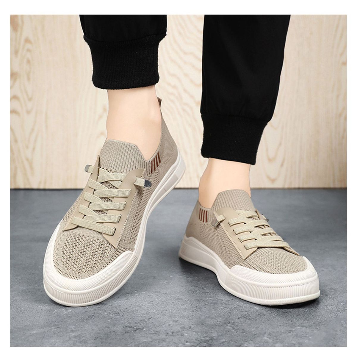 TIOZONEY - Zapatos casuales transpirables para hombre - Beige
