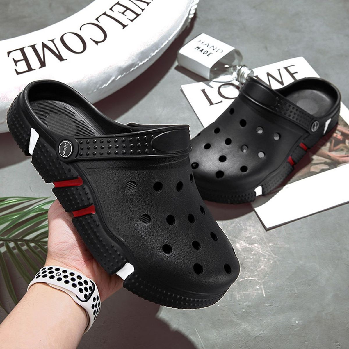 TIOZONEY - Sandalias para hombre -Negro