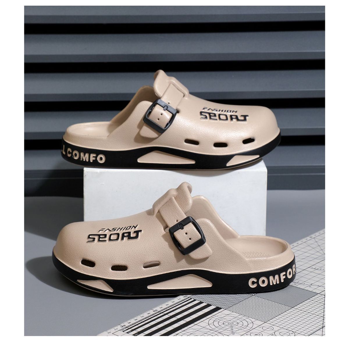 TIOZONEY - Sandalias para hombre -Marrón