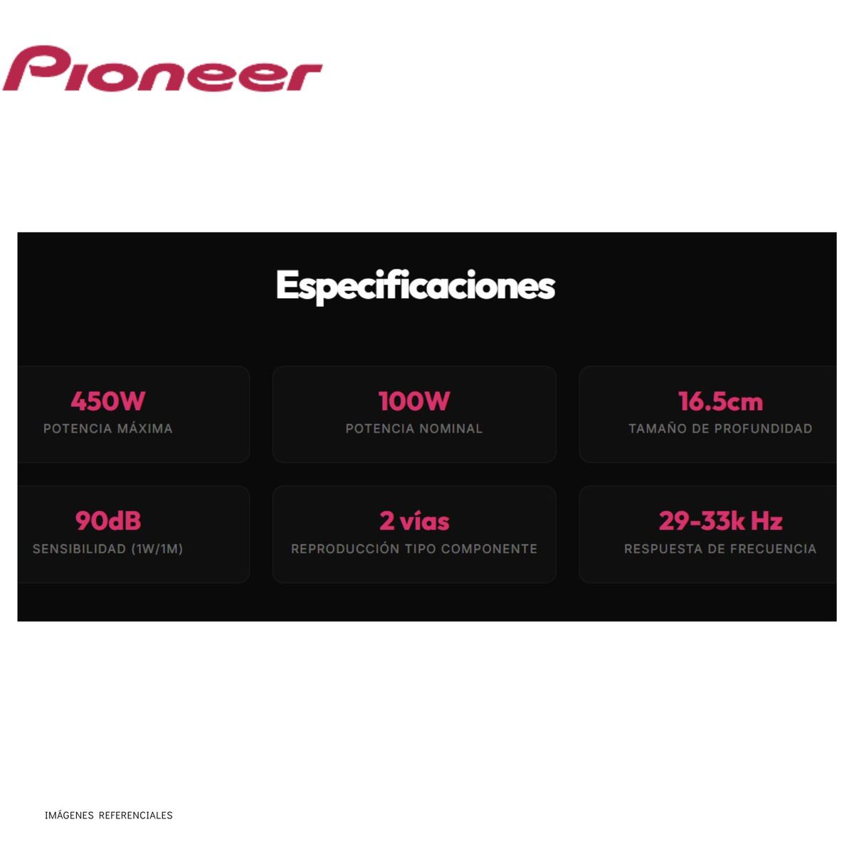 PIONEER - Sistema de Parlantes de 2 Vías Pioneer 450 W Máxima TS-D1740C