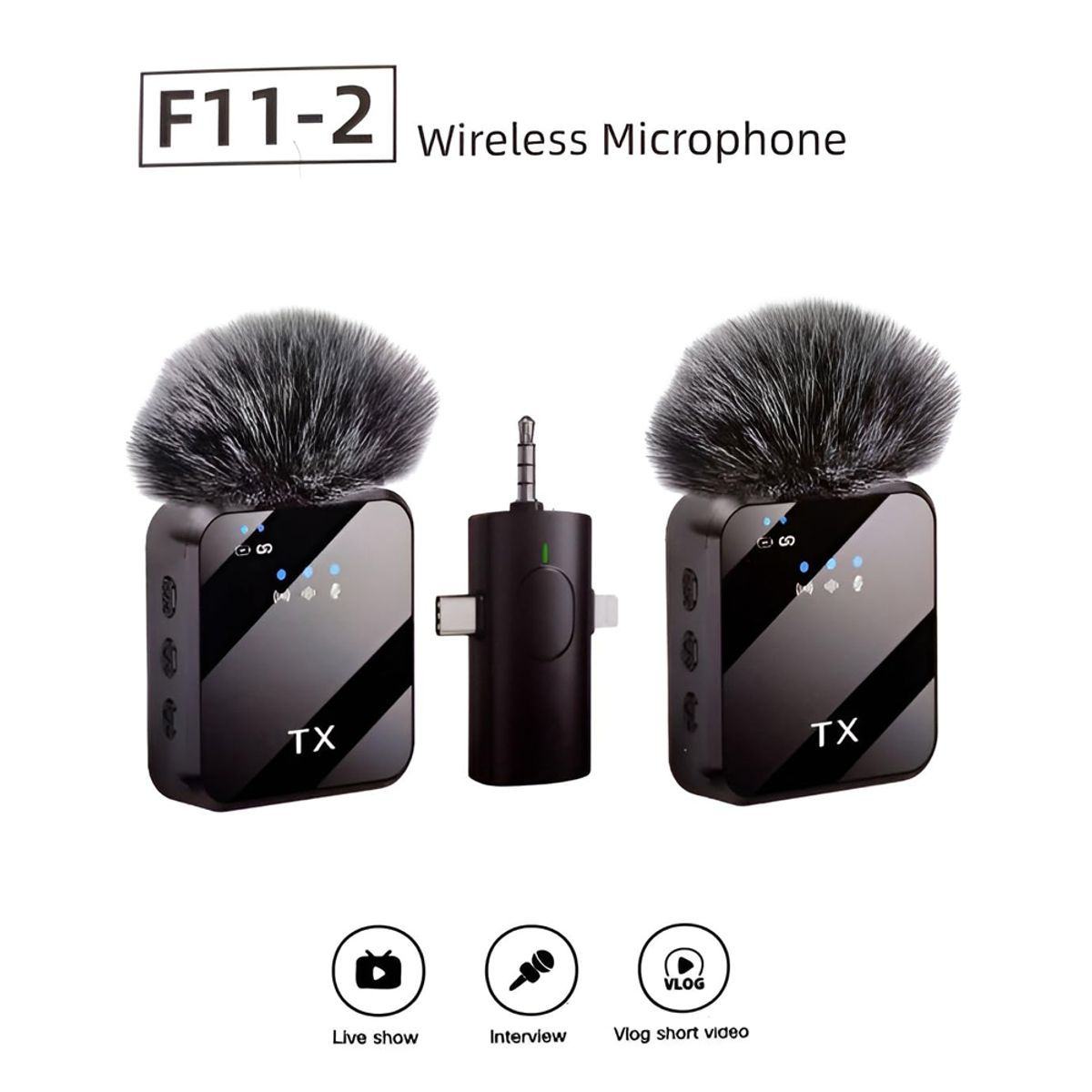 GENERICO - Micrófonos Inalámbricos Solaperos Recargables Dual 3 en 1 F11-2