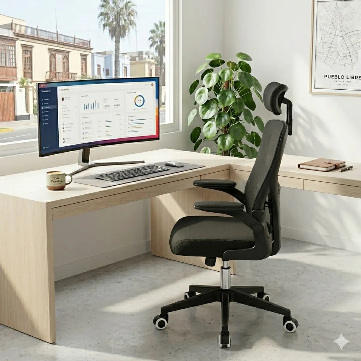 GENERICO - Silla Ergonómica Para Oficina Escritorio Con Reposacabezas Soporte Lumbar Ajustable Giratoria