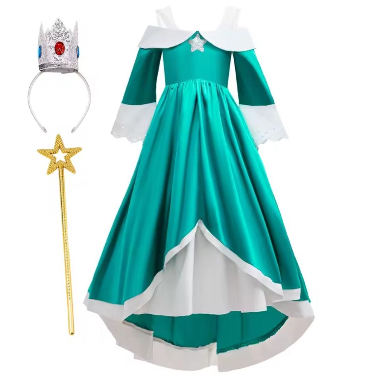 ARELYS - Vestido Niña Princesa Rosalina + Varita y Corona