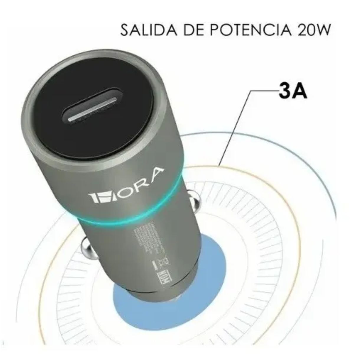 SEISA - Cargador Auto Carga Rapida 20W + Cable Type C 1HORA para Iphone Samsung  Honor Oppo Iphone Xioami