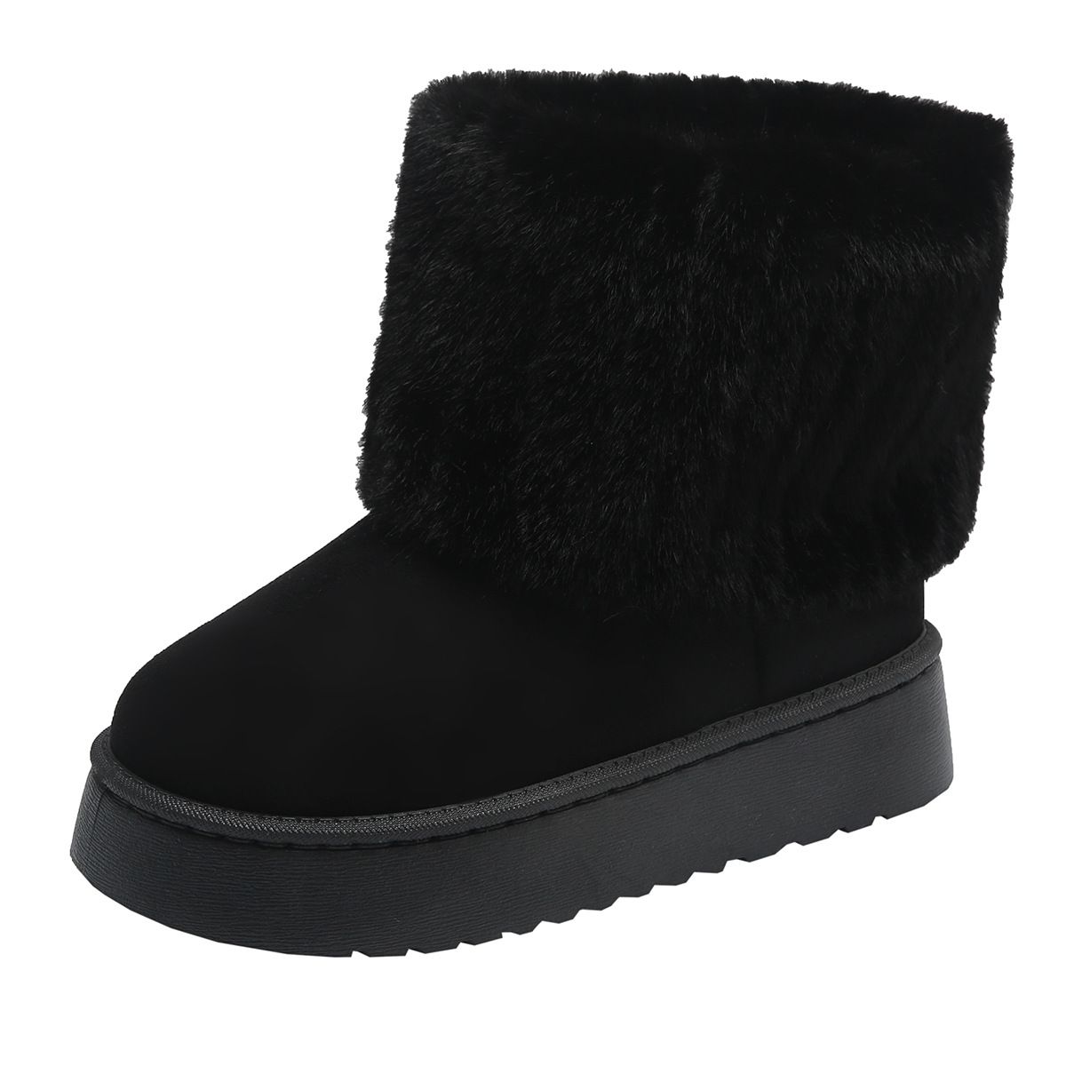 TIOZONEY - Botas de nieve cortas de felpa para Mujer - Negro