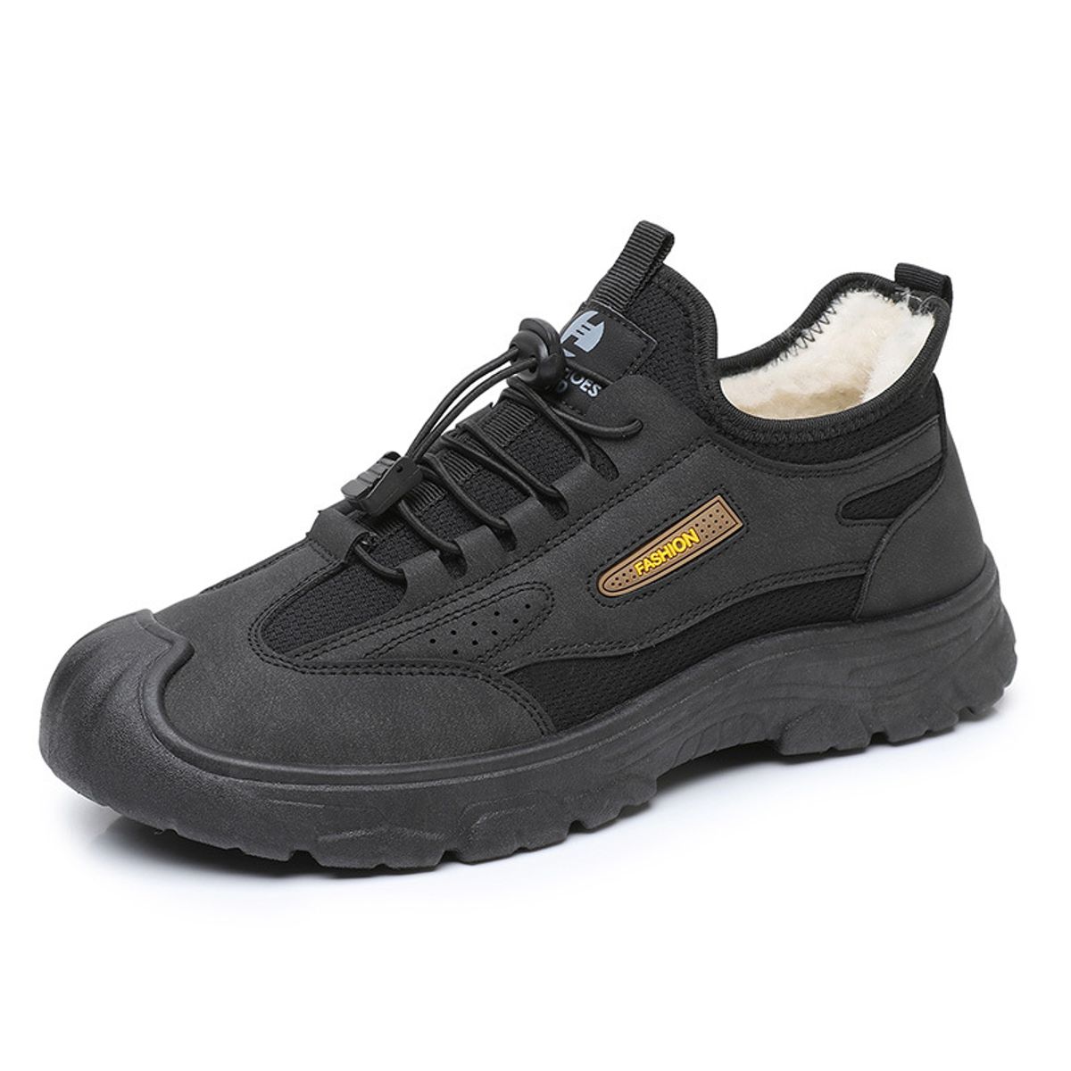 TIOZONEY - Botas de nieve cortas de felpa para Hombre - Negro