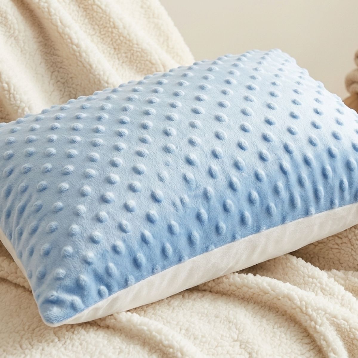 GENERICO - almohada para niños pequeños de doble cara celeste con blanco