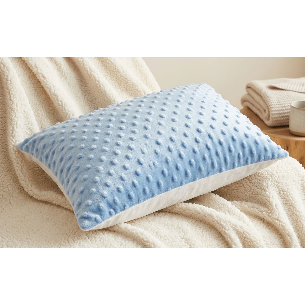 GENERICO - almohada para niños pequeños de doble cara celeste con blanco