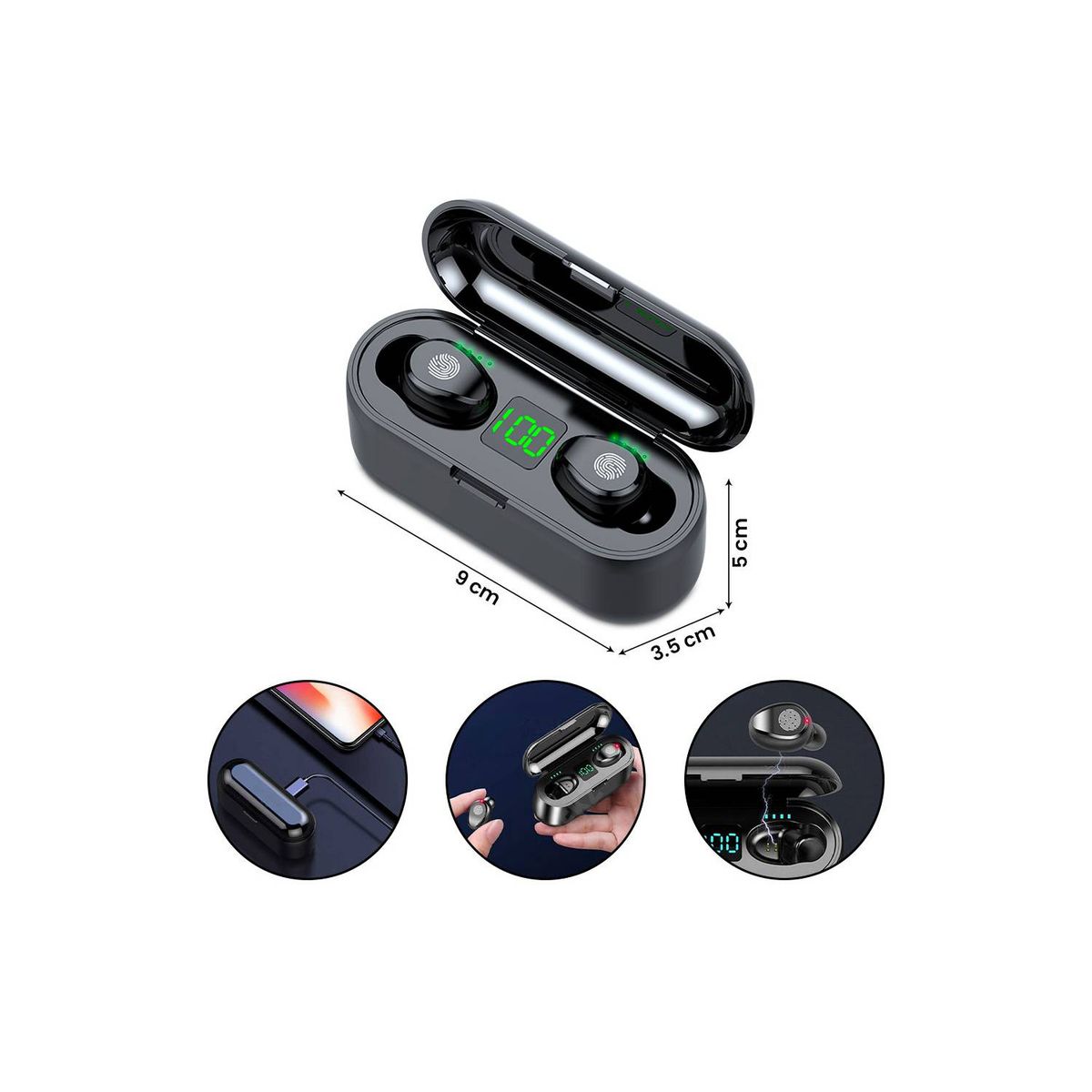 GENERICO - AUDIFONO BLUETOOTH 5.1 F9 CON POWER BANK