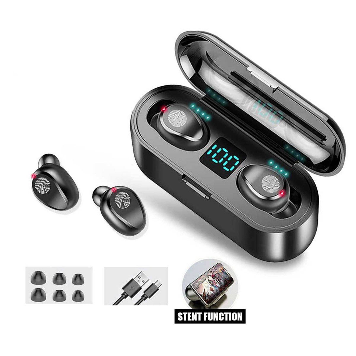 GENERICO - AUDIFONO BLUETOOTH 5.1 F9 CON POWER BANK
