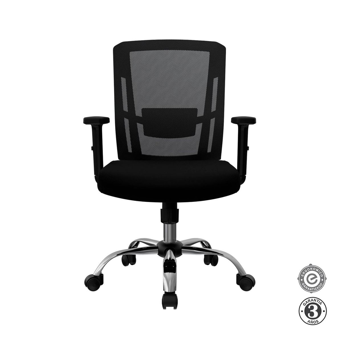 ALTHEA CONFORT - Silla Ergonómica Delphi II Gerente Syncro Brazos 3D Cromado Negro Althea Confort