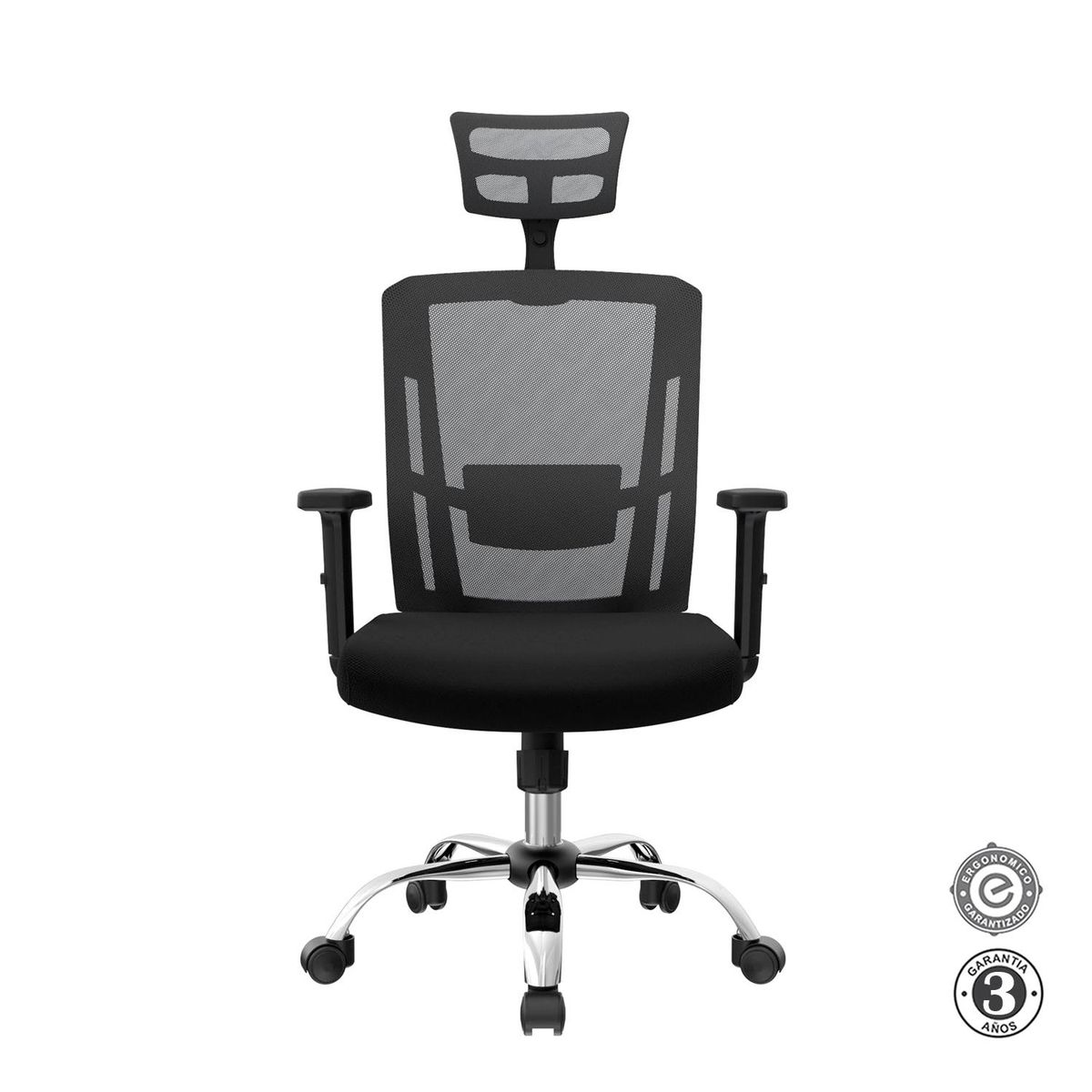 ALTHEA CONFORT - Silla Ergonómica Delphi II Presidente Syncro Brazos 3D Cromado Negro Althea Confort