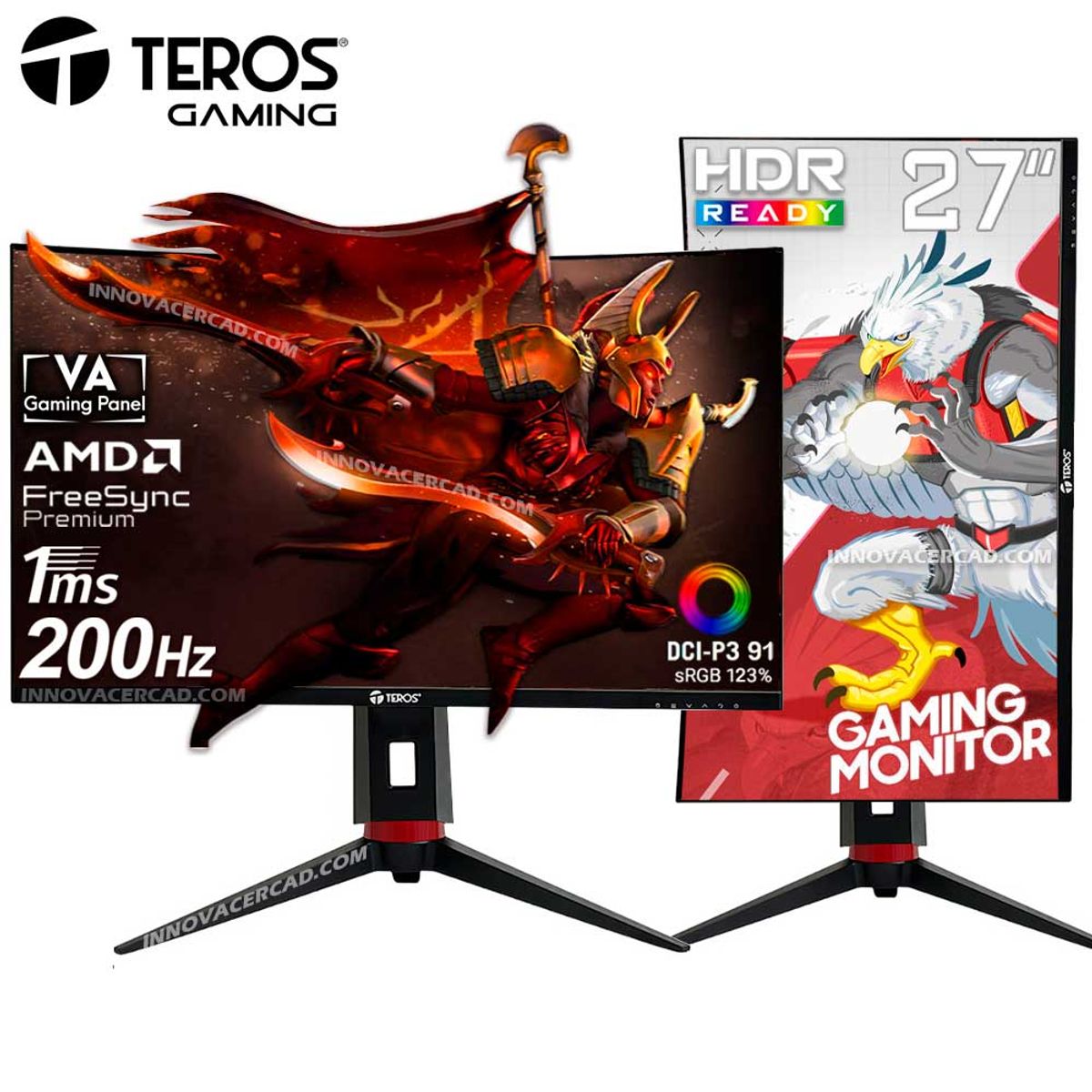 Teros - Monitor Teros Gaming Curvo 27 Full HD, 200Hz, 1MS, HDR, FreeSync Premium