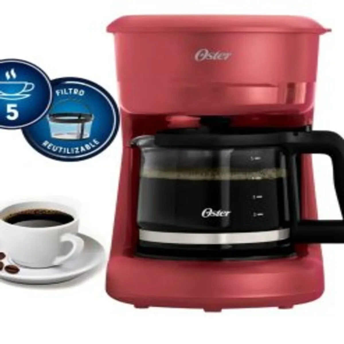 OSTER - Cafetera Eléctrica de Goteo 5 Tazas Roja  BVSTDCS51R