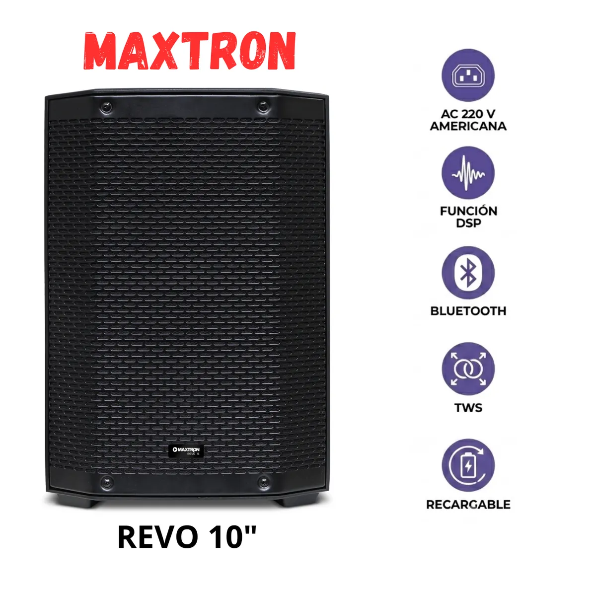 MAXTRON - Parlante Portatil Maxtron REVO MXT 8110 Boufer 10” USB BT TWS Con DSP Profesional