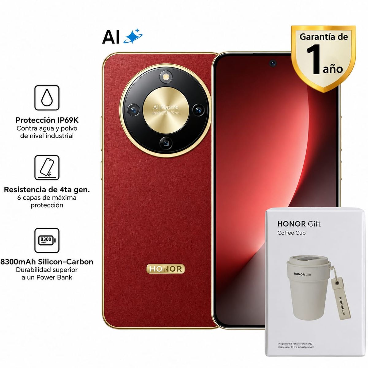 HONOR - MAGIC 8 LITE 5G 8RAM 256GB REGISTRADO COLOR ROJO COBRIZO + COFFEE CUP