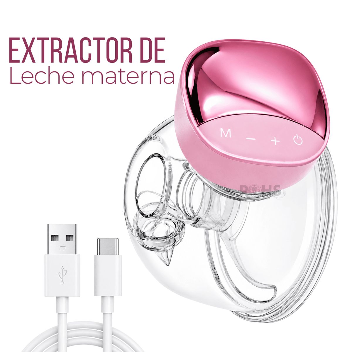 OEM - Extractor De Leche Materna Eléctrico Portátil Recargable USB Antirreflujo 4 Modos Rosa