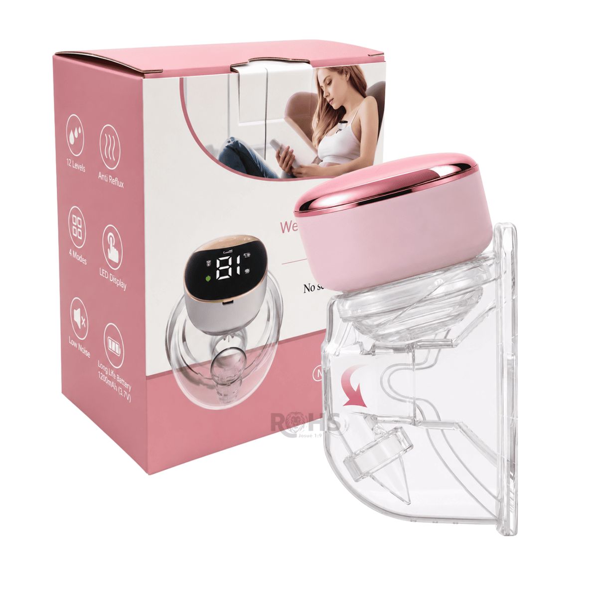OEM - Extractor De Leche Materna Eléctrico Portátil Recargable USB Antirreflujo 4 Modos Rosa