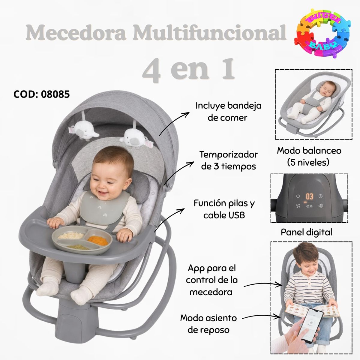 Stokker Baby - MECEDORA MULTIFUNCIONAL 4 EN 1 " NOVA PLUS " - GRIS