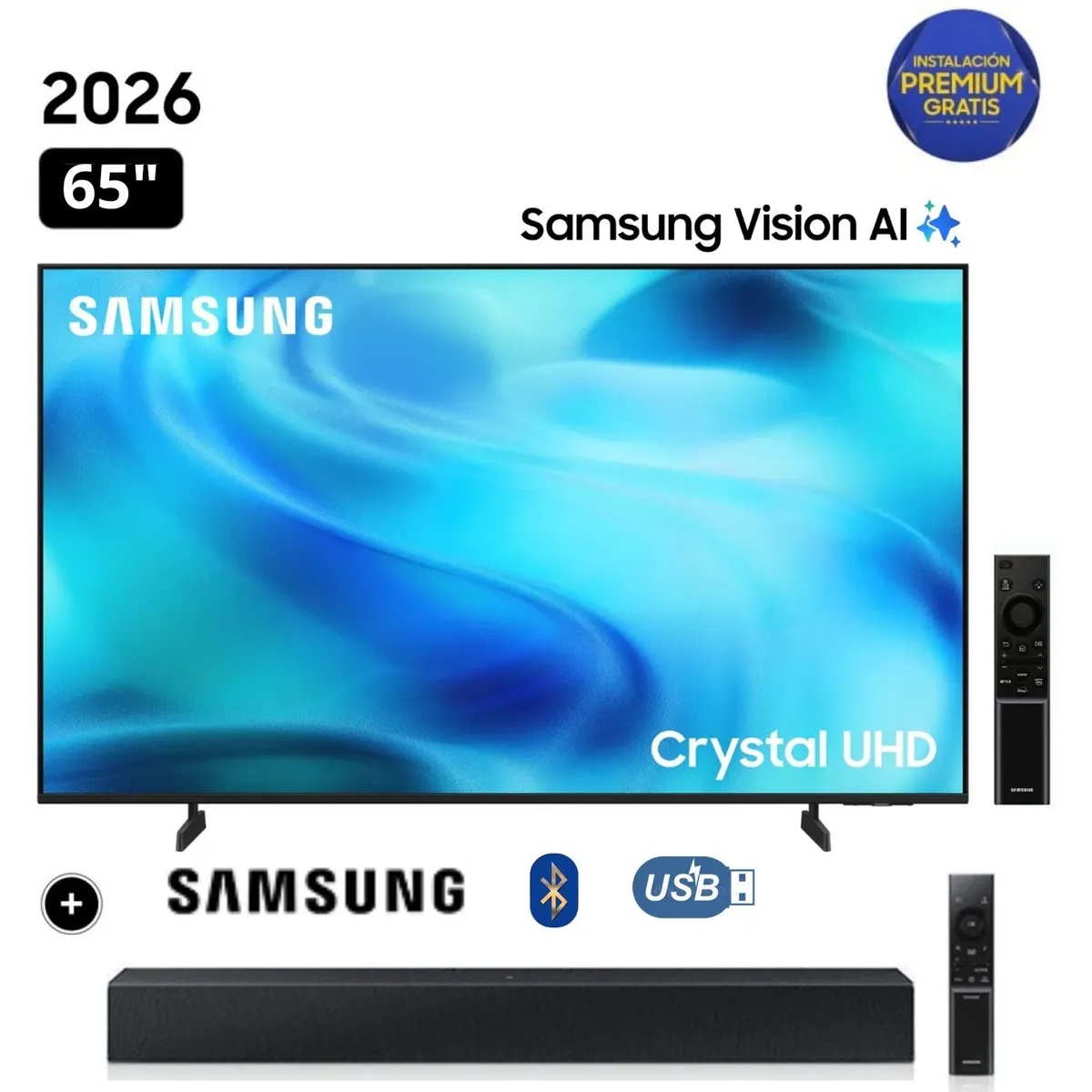 SAMSUNG - Televisor Samsung 65 Smart TV Crystal UHD 4K UN65U8000H + Soundbar HW-B400F