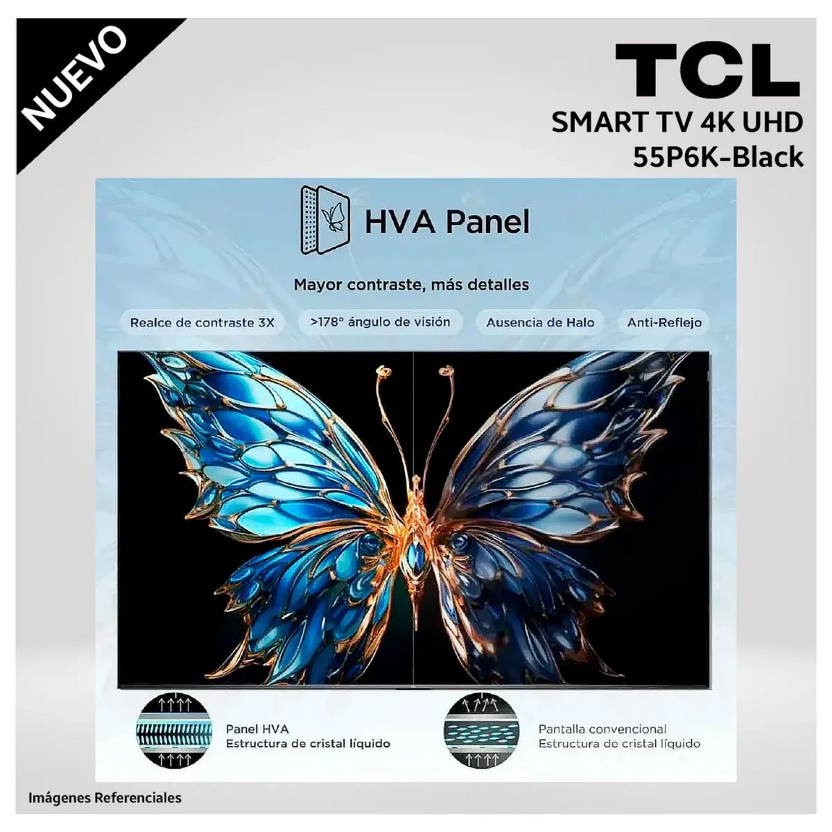TCL - Televisor TCL Google TV 55"  UHD 4K 55P6K Smart TV - Negro