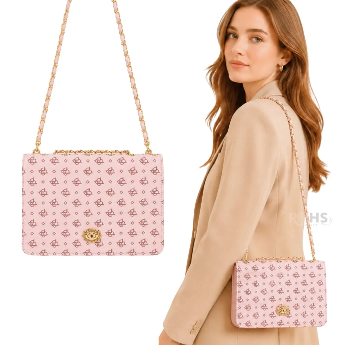 OEM - Cartera Elegante Para Mujer Con Correa De Cadena Y Diseño Rosado