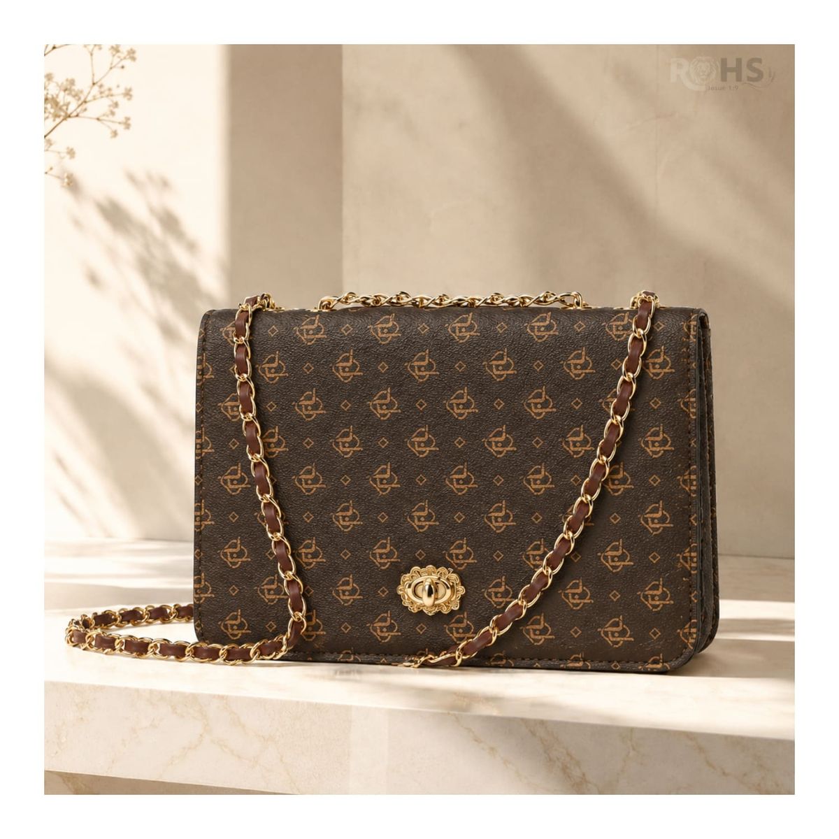 OEM - Cartera Elegante Para Mujer Con Correa De Cadena Y Diseño  Marrón