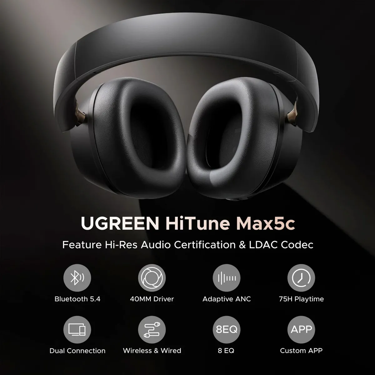 UGREEN - Audífono UGREEN HiTune Max5c ANC Negro HP203-BK