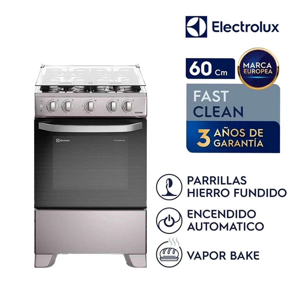 Electrolux - Cocina de pie a Gas Electrolux 4 Hornillas FE4ISR - Inox