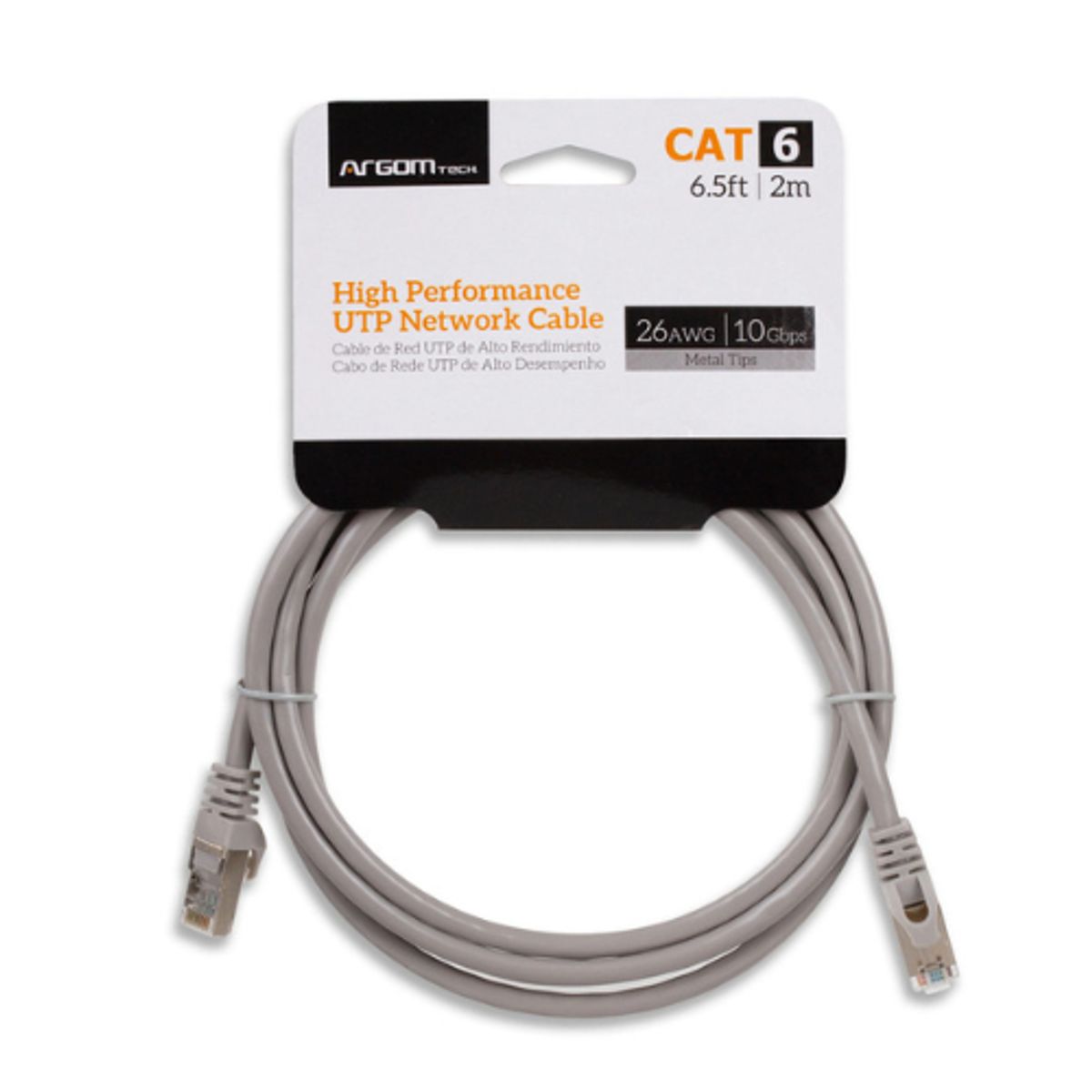 ARGOMTECH - CABLE DE RED CAT6 GRIS 2M