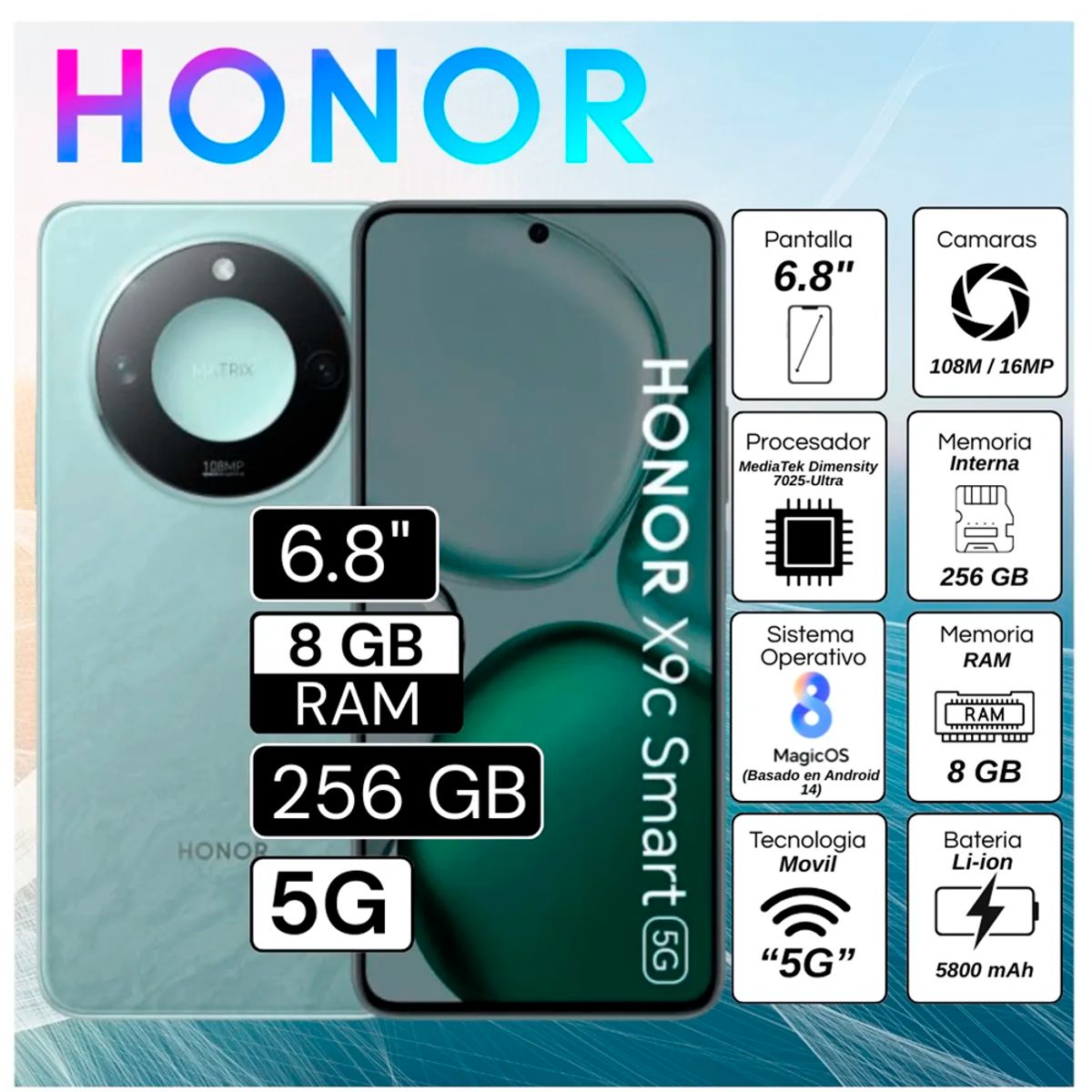 HONOR - CELULAR HONOR X9C SMART 5G 8RAM 256GB AZUL