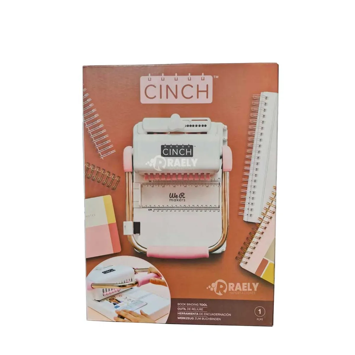 AMERICAN CRAFTS - ANILLADORA CINCH CON AGUJEROS CUADRADO COLOR ROSA MARCA AMERICANA