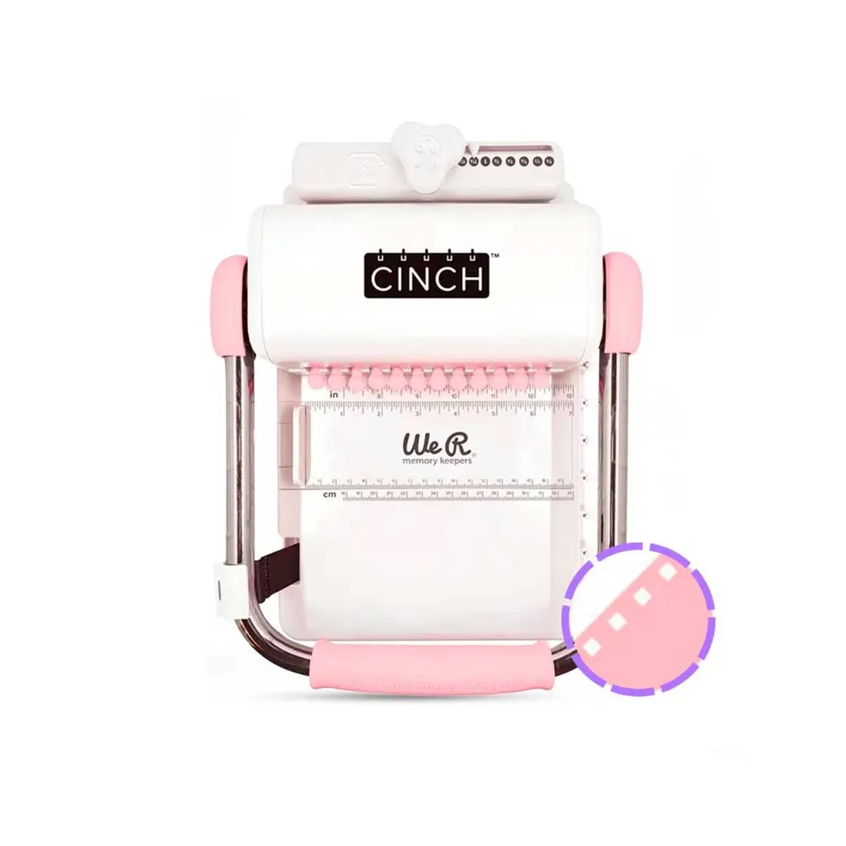 AMERICAN CRAFTS - ANILLADORA CINCH CON AGUJEROS CUADRADO COLOR ROSA MARCA AMERICANA