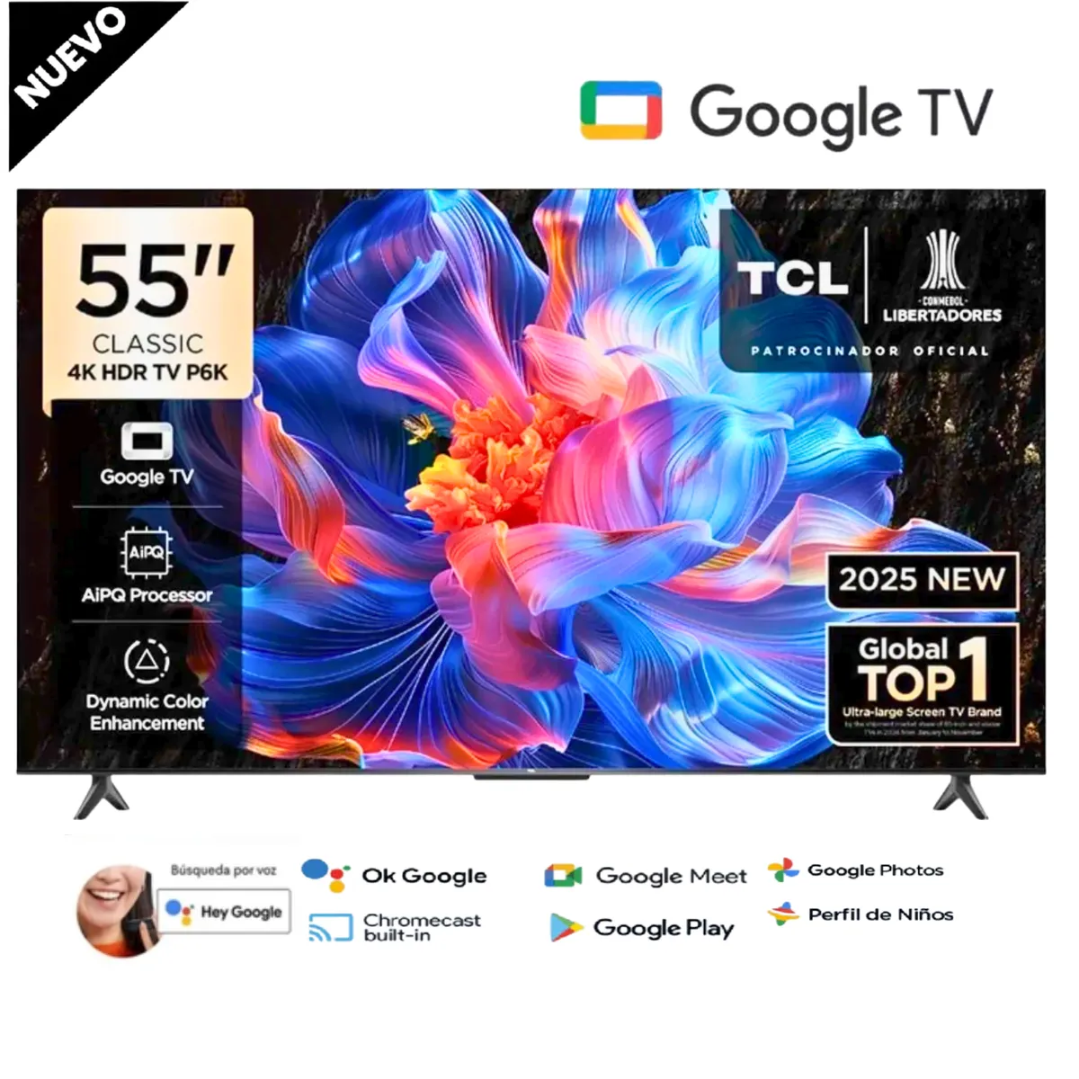 TCL - Televisor Smart TV TCL 55 4K Google TV 55P6K