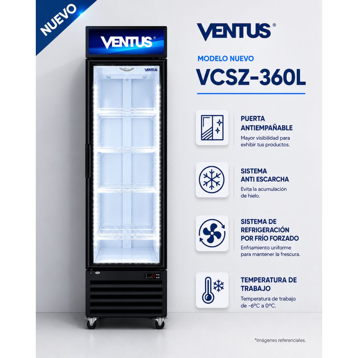 Ventus - Visicooler Ventus Subzero 1 puerta vidrio 360L VCSZ-360L