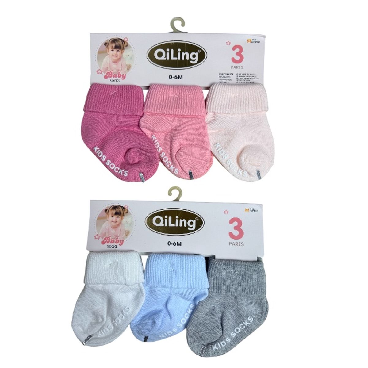 GENERICO - Pack x6 medias antideslizantes cortas para bebés y niñas