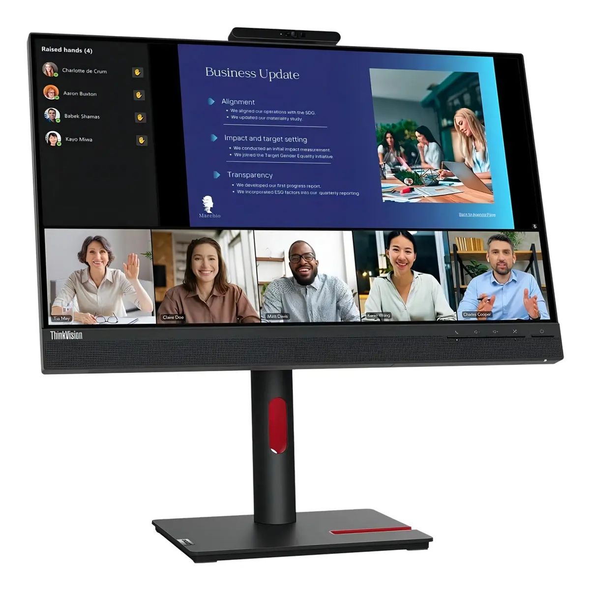 LENOVO - Monitor Lenovo ThinkVision T24v-30, 24 WLED IPS, 75Hz, 6ms, Pivote, Cámara Web, Parlante