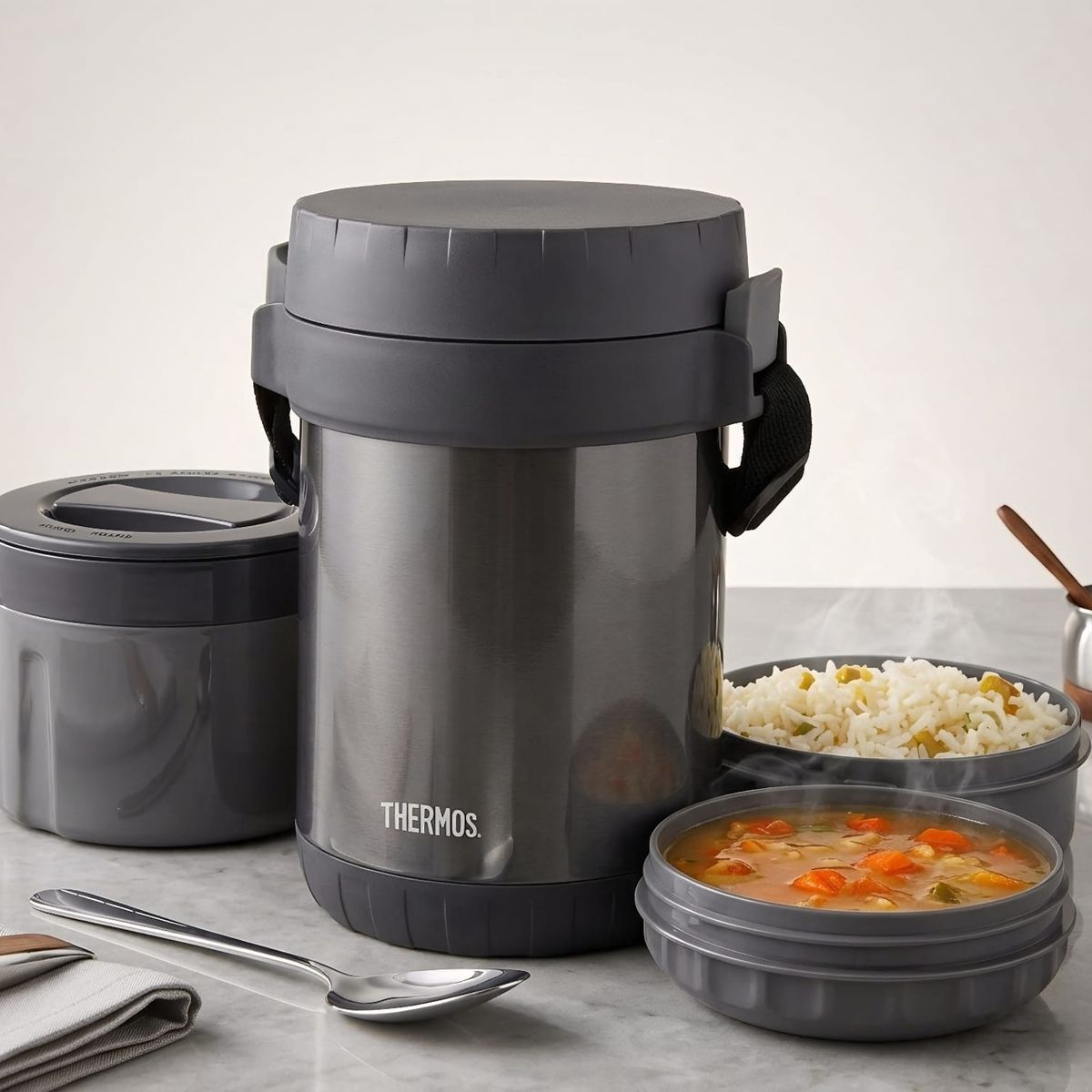 THERMOS - Termo de Comida Tres divisiones 1.8 Lt Negro Thermos