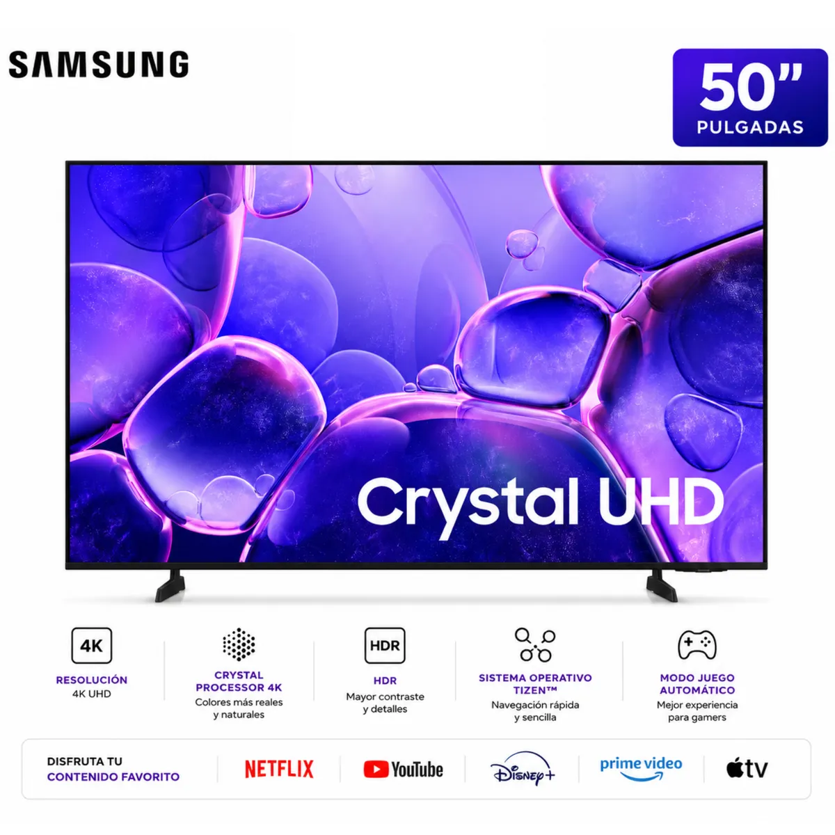 SAMSUNG - Televisor Samsung 50" UN50U8000FGXPE Crystal UHD 4K Smart TV Tizen 2025