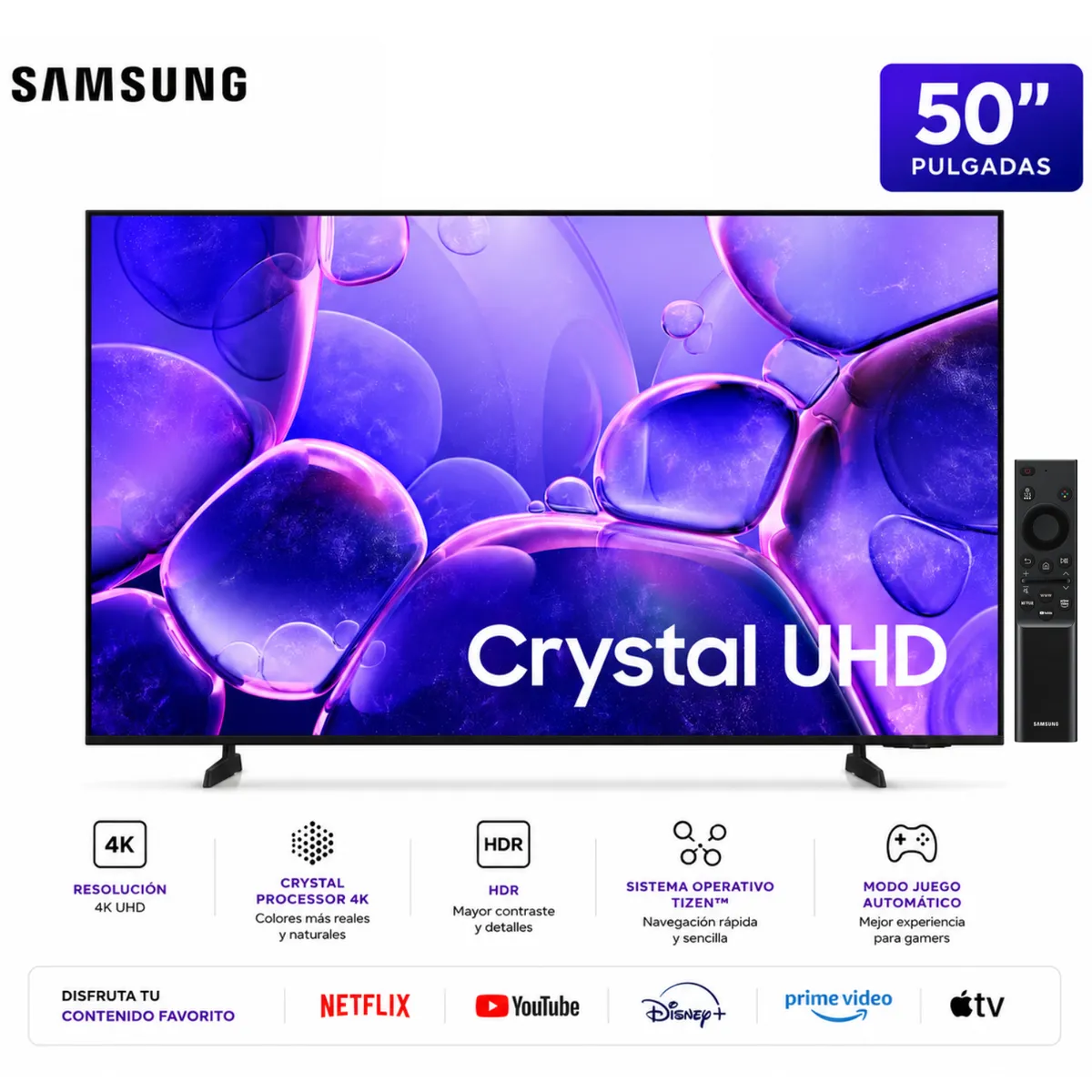 SAMSUNG - Televisor Samsung 50" UN50U8000FGXPE Crystal UHD 4K Smart TV Tizen 2025