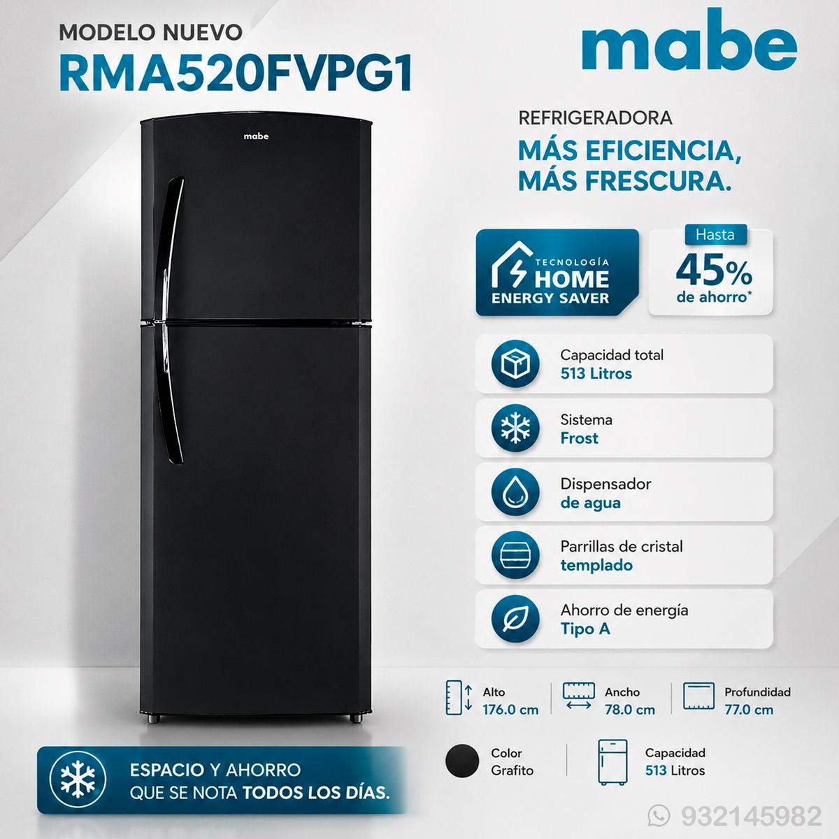 Mabe - REFRIGERADORA MABE 239Lt RMA520FVPG1