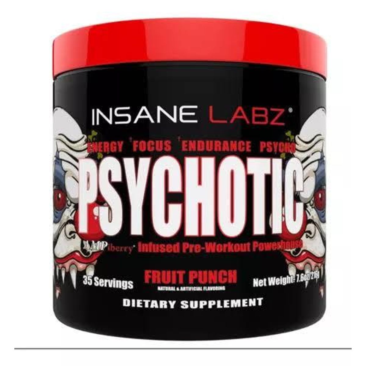 INSANE LABZ - Psychotic Pre Entreno Insane Labz 210g - 30 Servicios - Energía Extrema y Máximo Enfoque