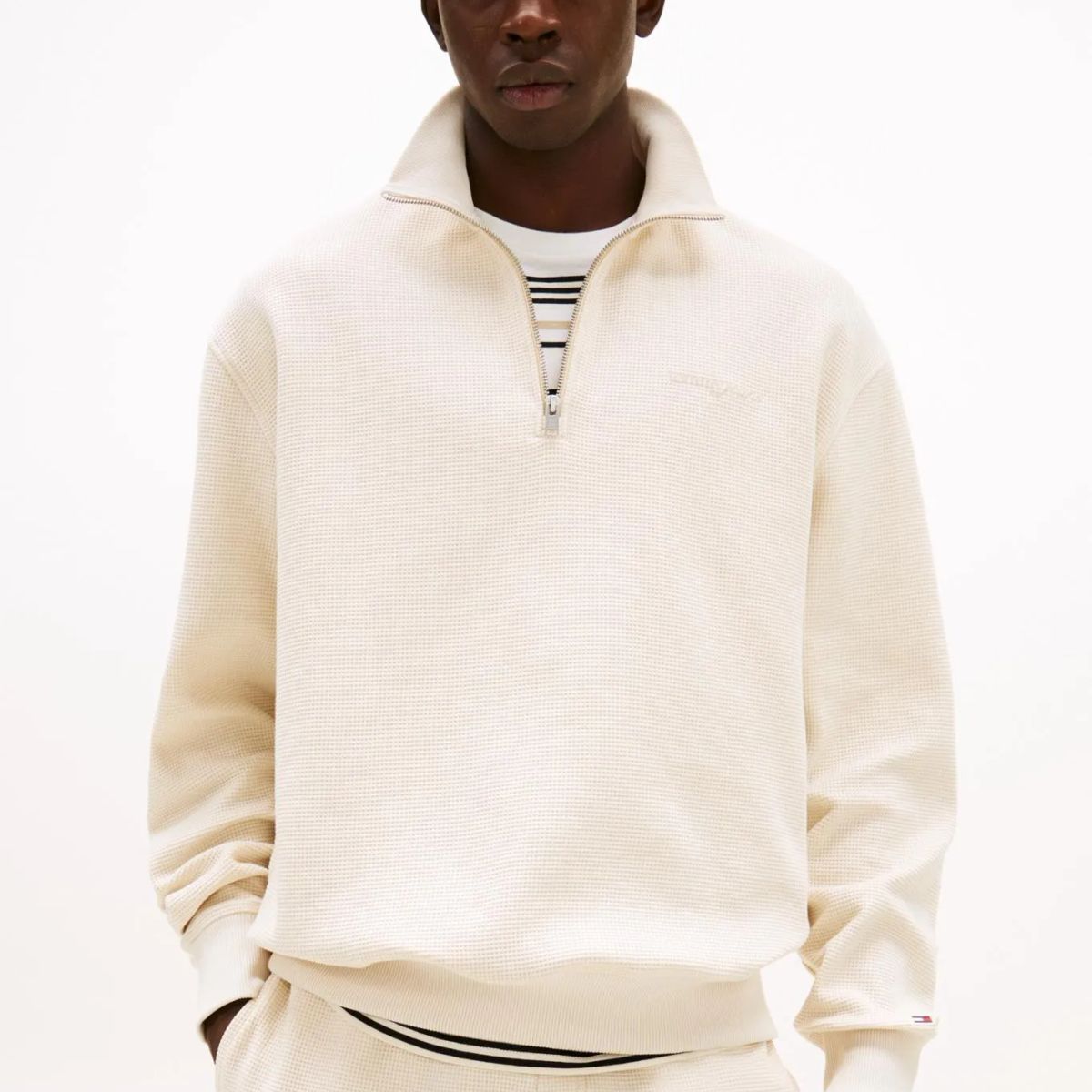 TOMMY HILFIGER - SWEATSHIRT TJM RLX WAFFLE SCRIPT QRTR ZIP