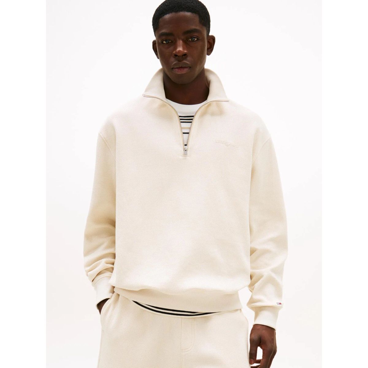 TOMMY HILFIGER - SWEATSHIRT TJM RLX WAFFLE SCRIPT QRTR ZIP