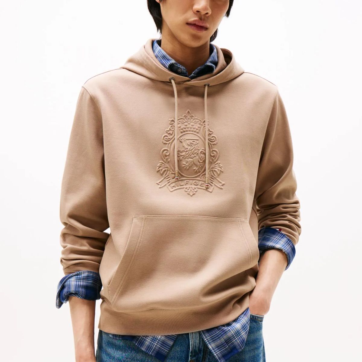 TOMMY HILFIGER - SWEATSHIRT PIQUE CREST EMBOSSED HOODIE TH